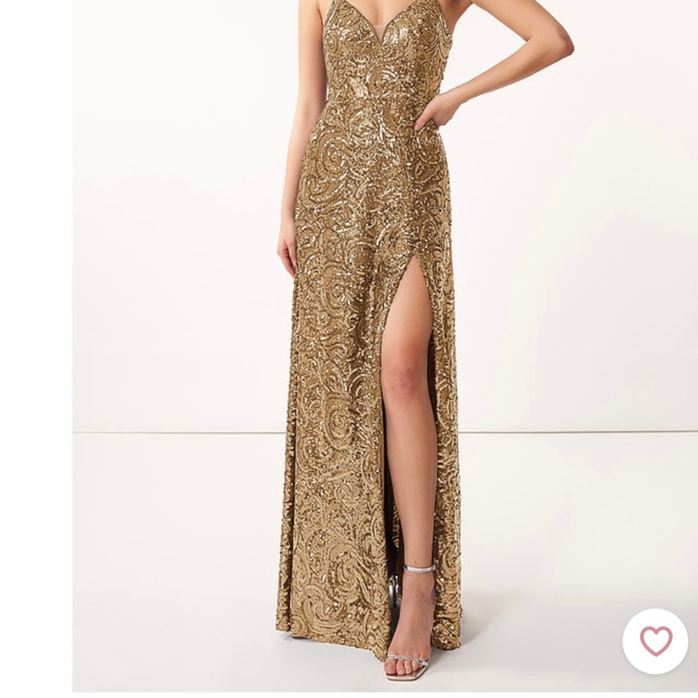 COPY - Azazie Celestine, sequin taupe dress.